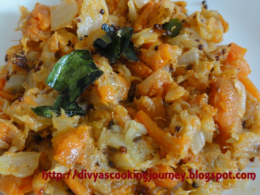 Divya's Cooking Journey Cabbage & Carrot Curry