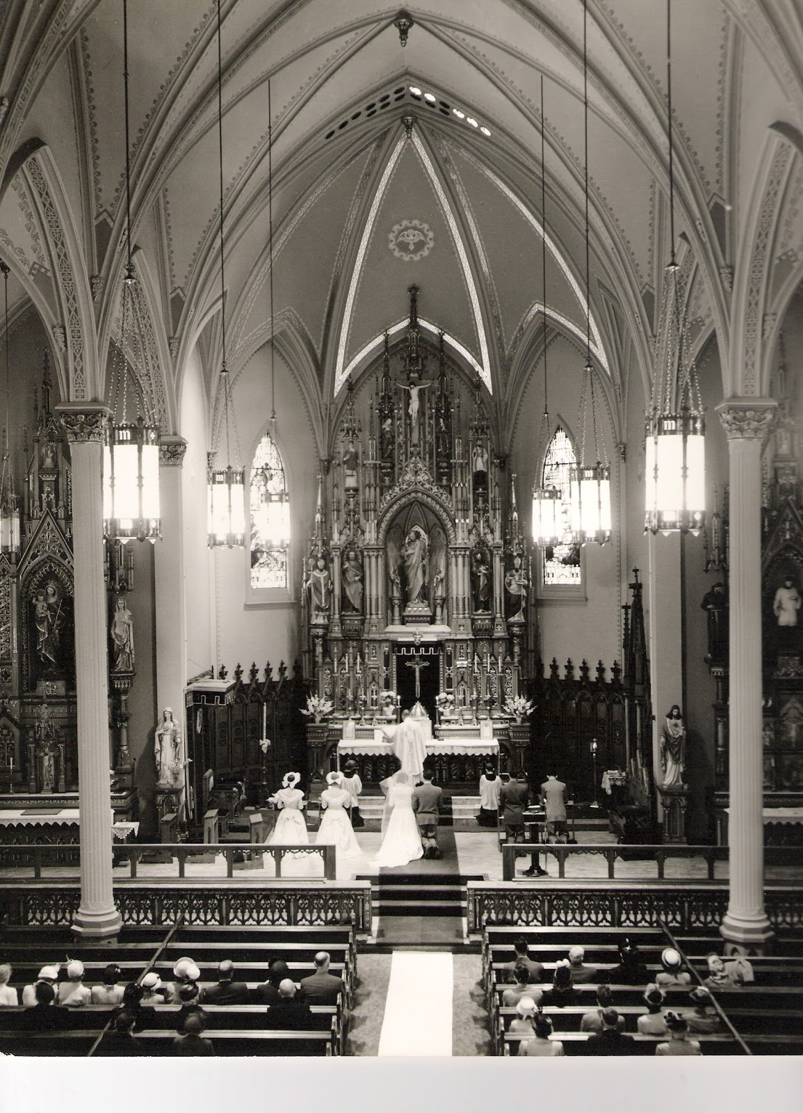 The Badger Catholic La Crosse Cathedral interior 1950