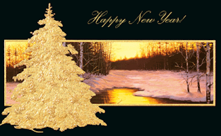 happy new year glittering tree
