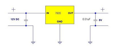12V to 5V DC converter using 7805 regulator IC jpg