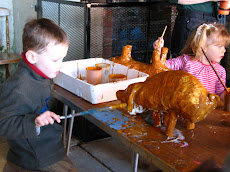 Painting a pig at Temple Newsam