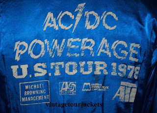 VintageTourJackets: AC DC TOUR JACKET POWERAGE 1978 SATIN BON SCOTT ERA