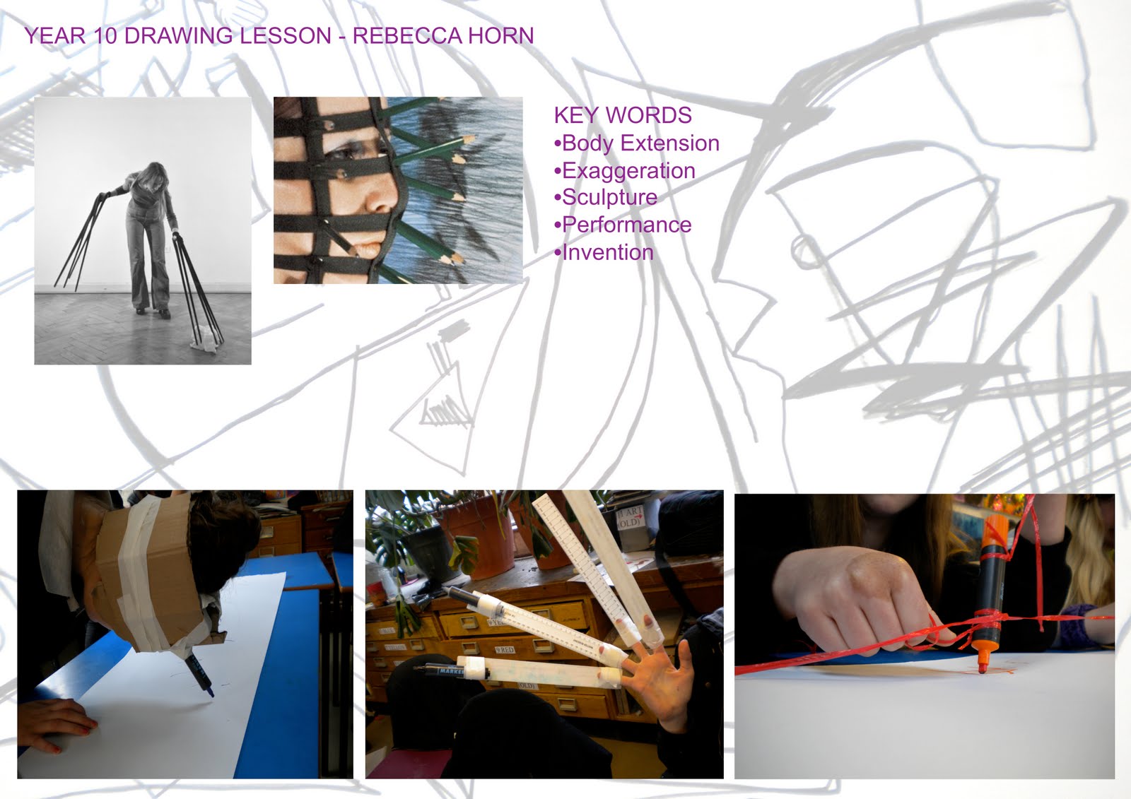 Lucy Warner Art and Design Teacher Year 10 Body Extension Drawing