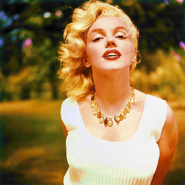 Marilyn Monroe In Sun Wearing White Top and Necklace | ALCHEssMIST Images