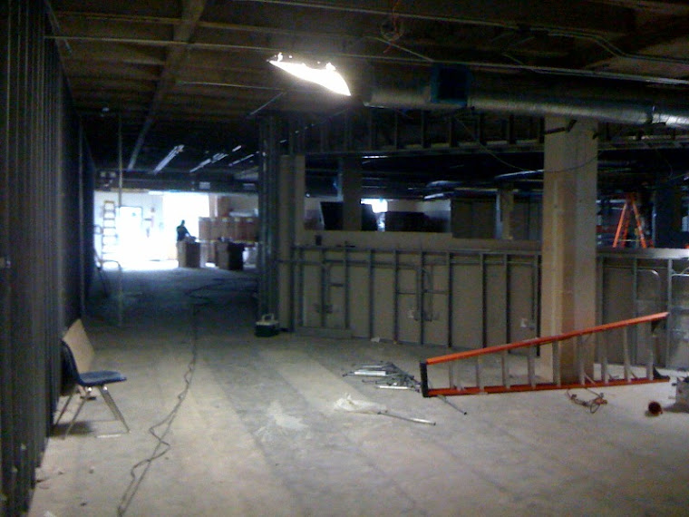 Looking across the new library