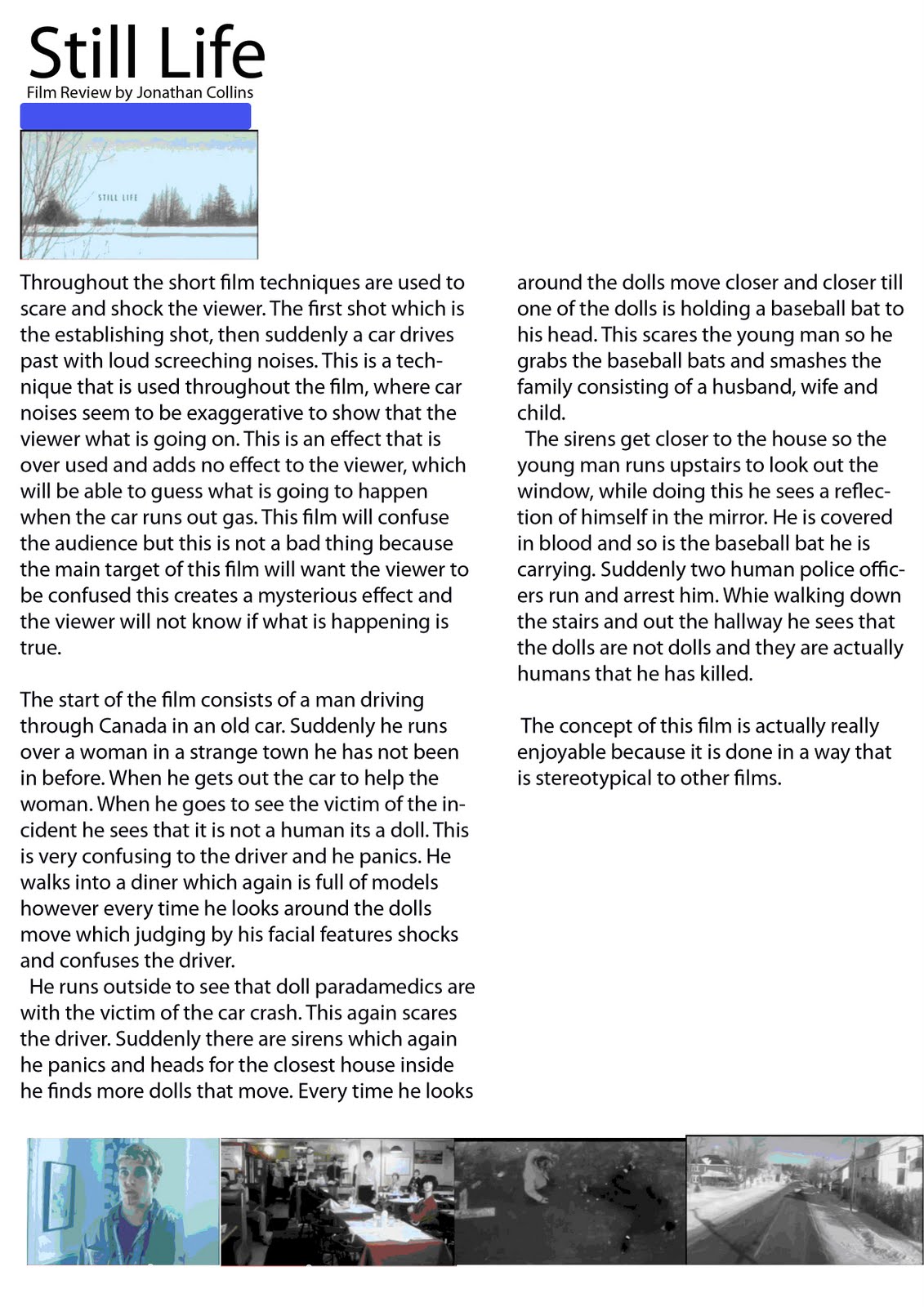 Jonnys A2 Media work Short Film Review