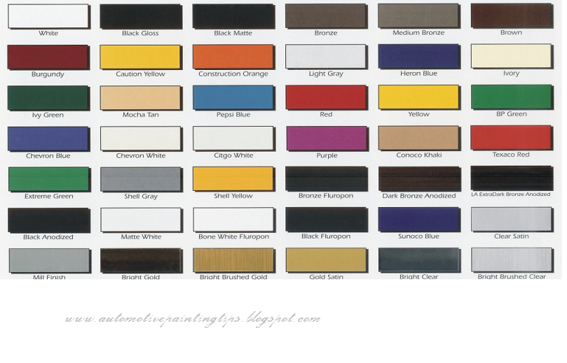 Eastwood Car Paint Color Chart