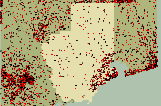 GeospatialPython.com: Dot Density Maps with Python and OGR