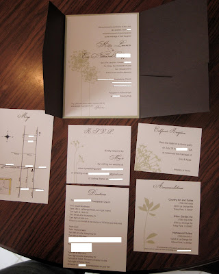 my DIY pocketfoldsbrown and green wedding diy invitation pocketfold pic