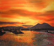 TRAMONTO SUL GOLFO DI NAPOLI (novembre 2008) olio su tela (60 x 50 cm) (tramonto sul golfo di napoli )