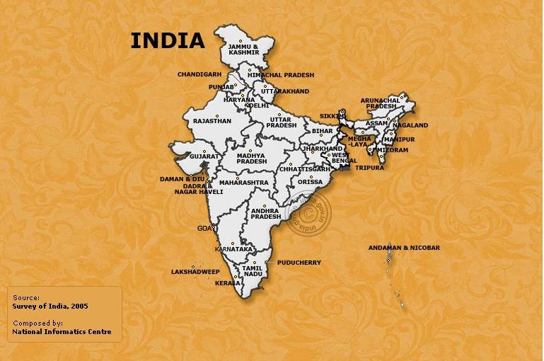 Карта индии на русском языке с городами подробная