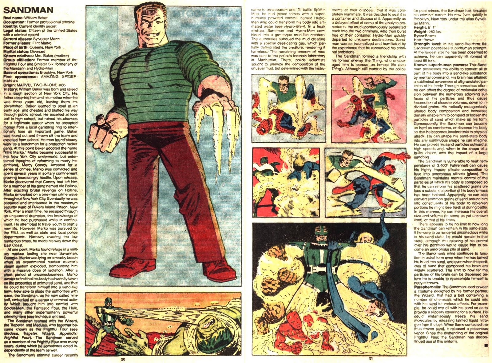 Fichas de Superheroes Marvel y DC Hombre de Arena