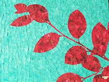 Red Marbled Branch on Turquoise