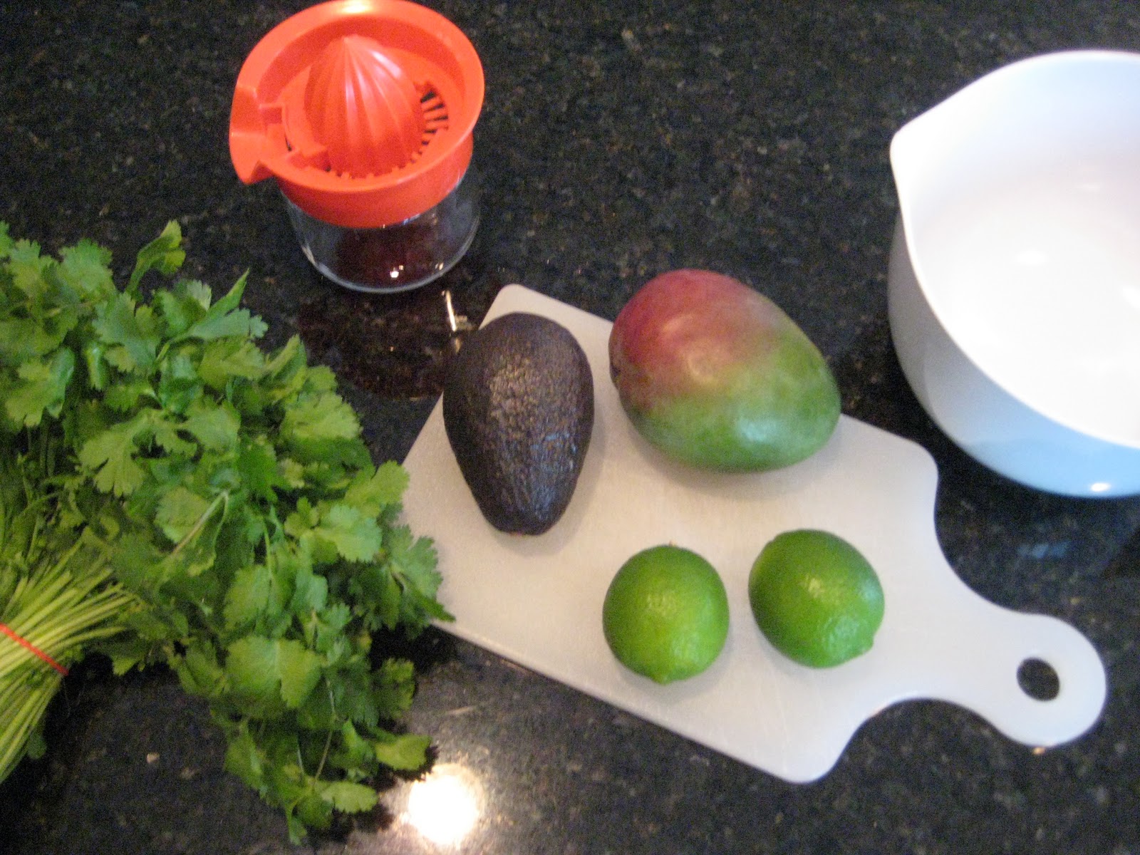 Mangoes, avocado, lime and cilantro
