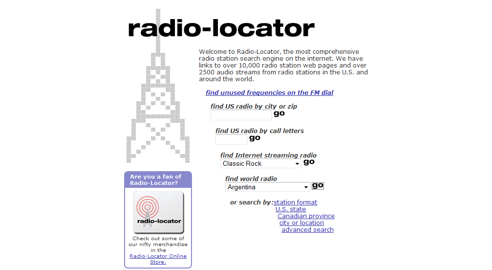 TV y Radio en RadioLocator
