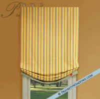 window treatment striped relaxed Roman shade