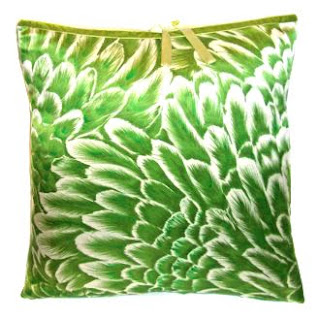 green accent pillow floral silk Michele Varian Bloom
