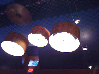cable lights and drum shade pendants