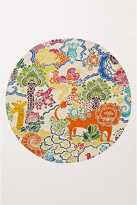 Anthropologie round rug with animals