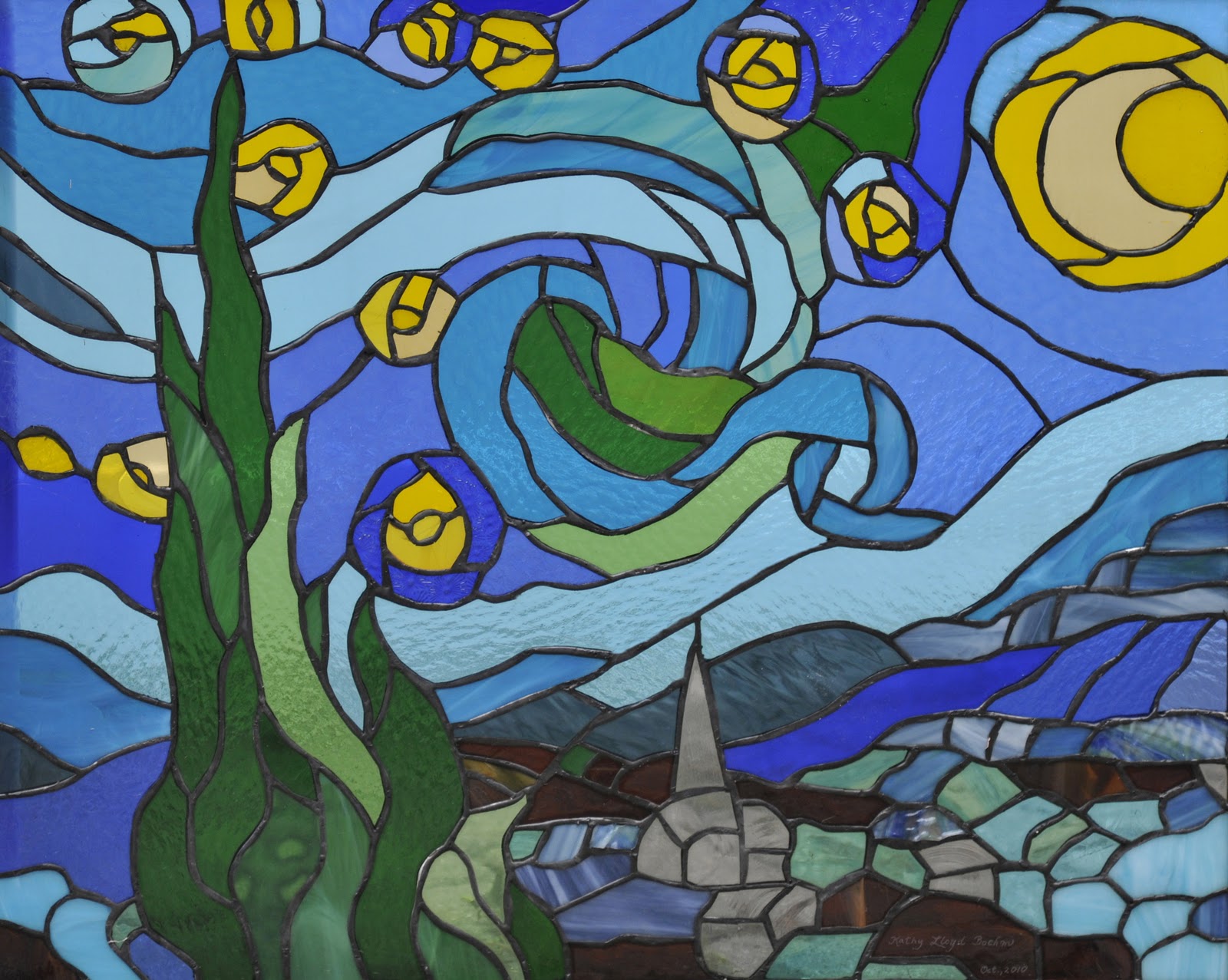 Boehm Stained Glass Blog Starry Night completed!