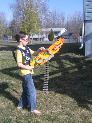 Kid with Nerf gun