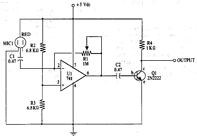 Gambar Skema  Condenser Microphone  Amplifier simple 