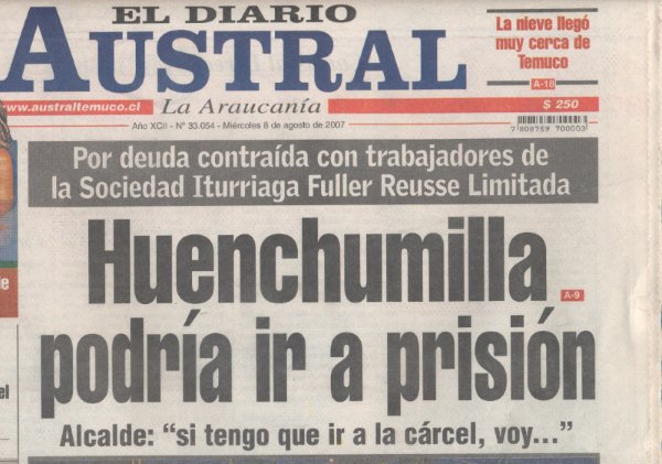 OPERACIÓN CRIMINAL LESA ITURRIAGA NEUMANN :TERRORISMO ESTADO FASCISTA CHILE TEMUCO 08-08-2007