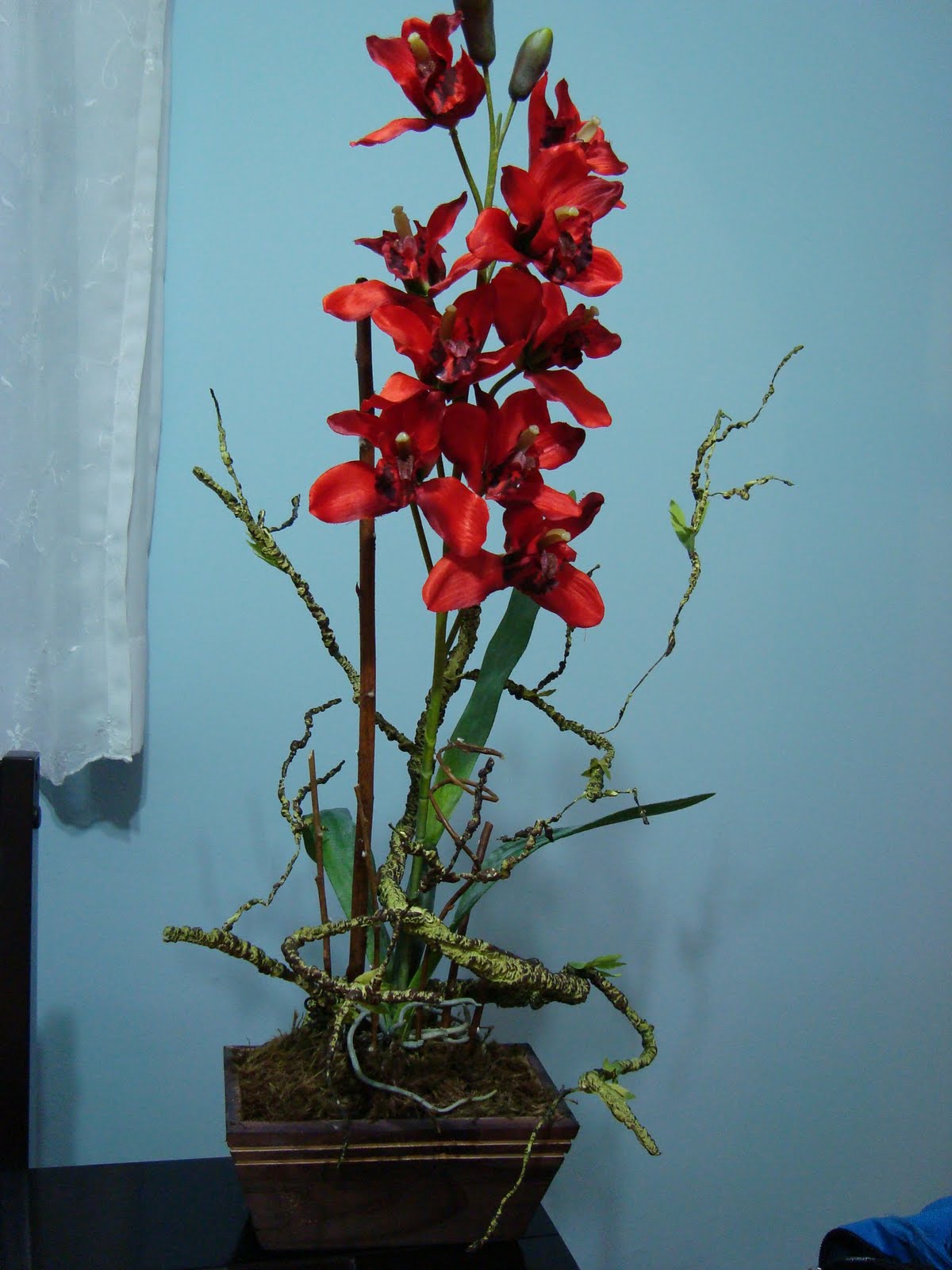 Arte Flores Wash Arranjo de Orquídea Vermelha