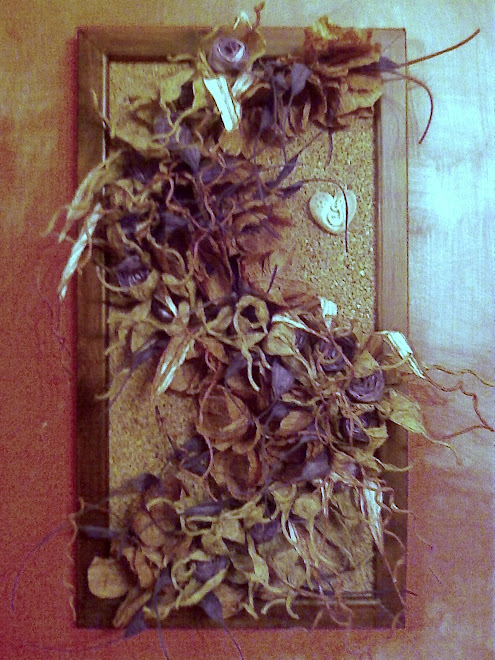 quadro con rose  e foglie in filo pirkka