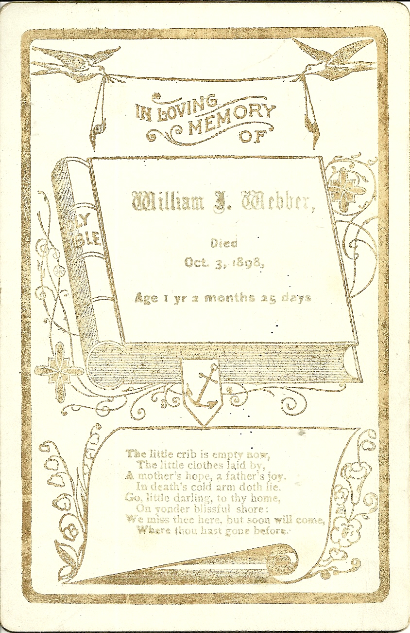 Heirlooms Reunited Memorial Card of William ber, who died 3 Oct