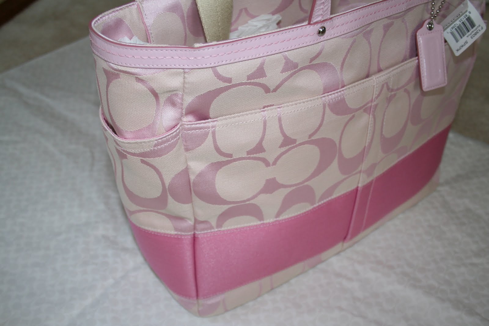 Luxury Bags For Sale: NWT Coach Signature Laptop/Diaper Bag (Pink)- #13803