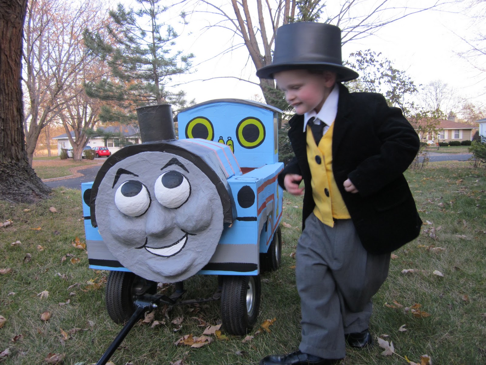 DIY Thomas the Tank Engine & Sir Topham Hatt Halloween Costume.