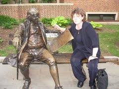 Mrs. Tannous helps Ben revise his work at the University of Pennsylvania campus.