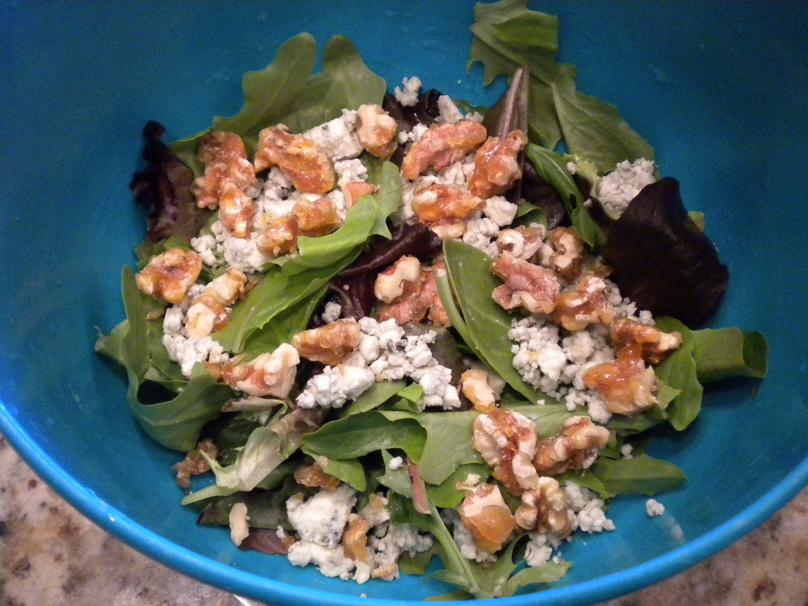 Step by Step Gourmet Vertical Pear Salad with Blue Cheese Vinaigrette