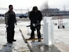the making of an ice sculpture