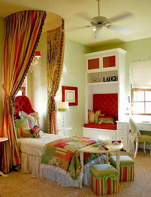dormitorio infantil rojo y verde