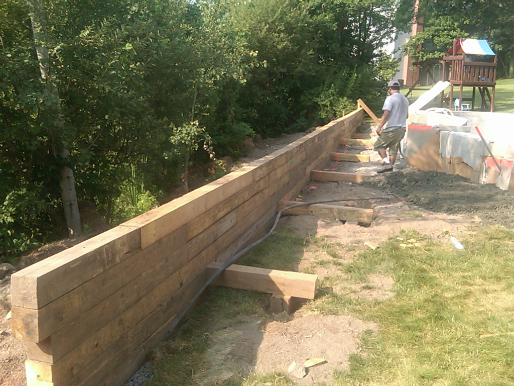 Pool Build 2010: New Timber Retaining Wall and Backfill