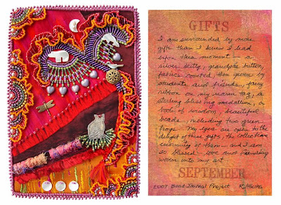 bead embroidery by Robin Atkins, Bead Journal Project