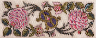 Corinne McAuley, beaded tapestry, peyote stitch, Peonies