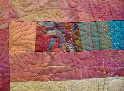 art quilt by Cinda Langjahr, A Clearing in the Woods, detail