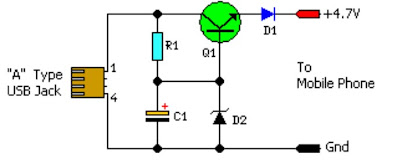 USB Mobile Phone Battery Charger Circuit | Power Supply Diagram and Circuit