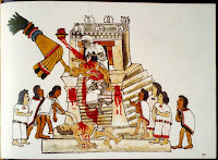 Aztec priest performing the sacrificial offering of a living human's heart to the war god Huitzilopochtli, REPRODUCTION NUMBER:  LC-USZC4-743, Library of Congress Prints and Photographs Division Washington, D.C. 20540 USA.