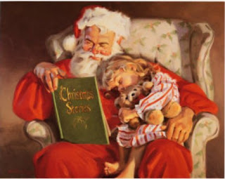 Santa Claus Picture with a Child Sleeping in his Lap