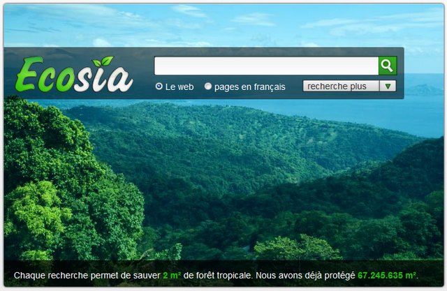 Ecosia moteur de recherche indépendant à but non lucratif