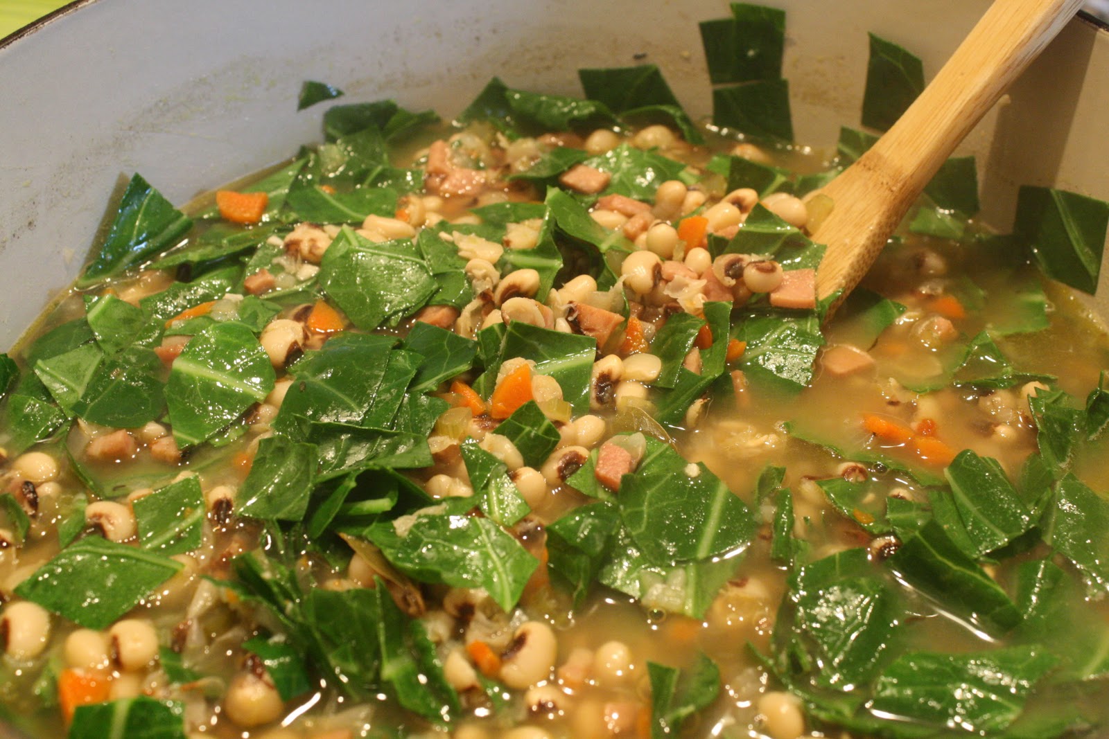 Living on Pure Land Ham, blackeyed pea and collard green soup