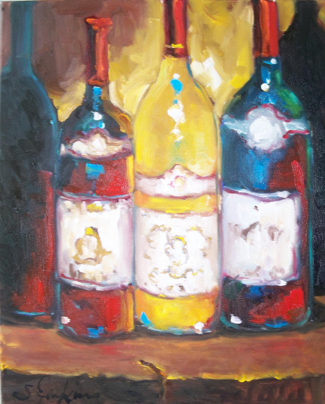 Susan Jenkins Morning Paintings Wine Bottles, festival paintings