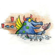 Dragon washing dishes.