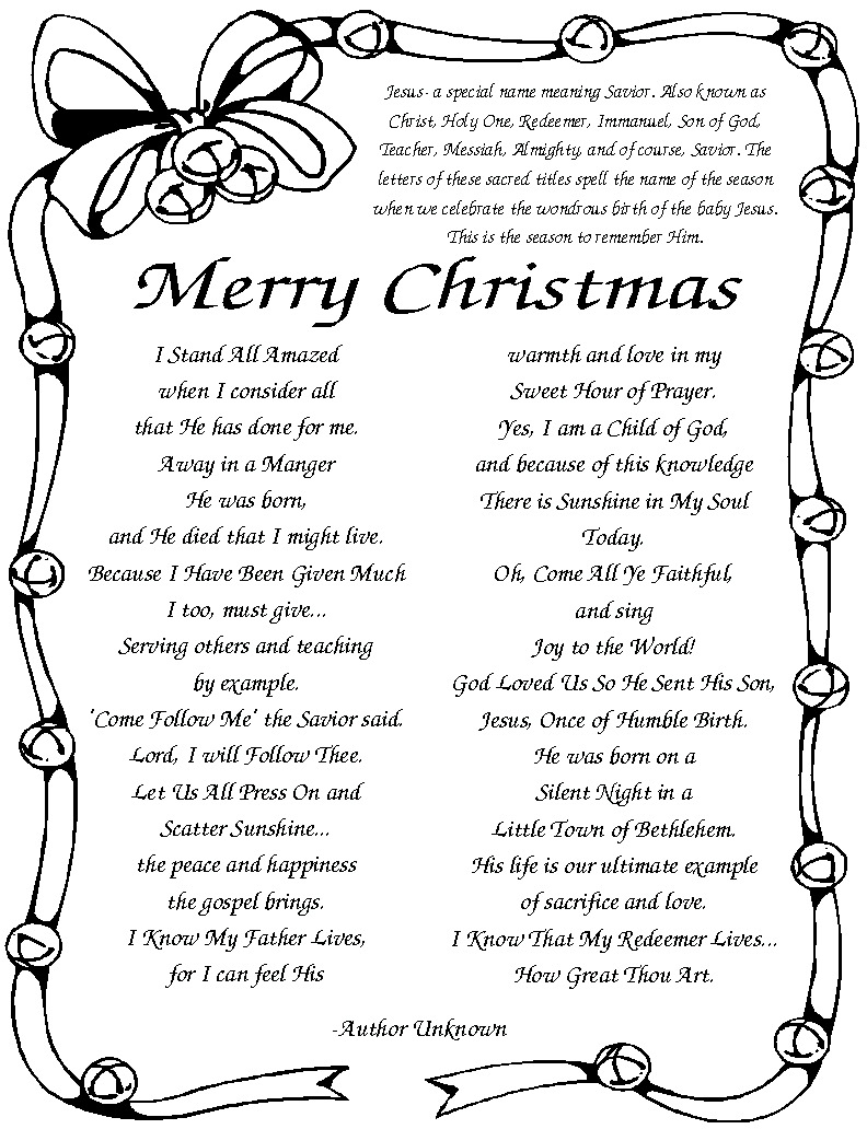 The Creative Homemaker: Cute Christmas Poem from Hymns