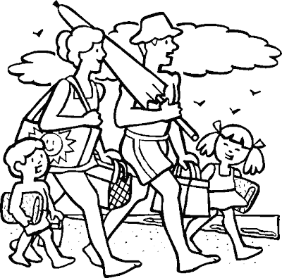 Family Summer Beach Coloring Pages