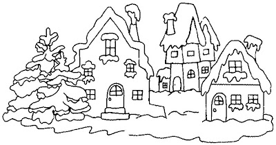 snow coloring pages house